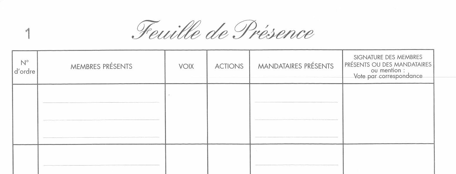Feuilles de Présence aux Assemblées générales ELVE 11744 | Croquart