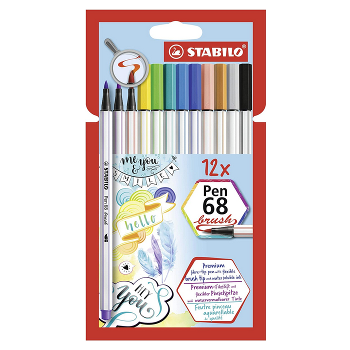 Stylo-feutre Pen 68 Brush STABILO Lot de 12 (Etui en carton)