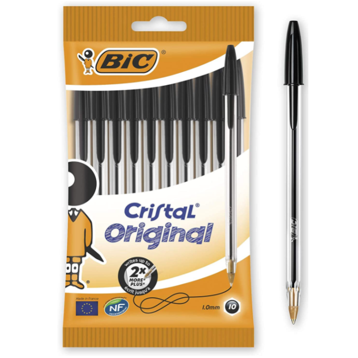 BIC Lot de 10 stylos bille Cristal multi couleurs bureautique et scolaire 