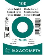 Fiches Bristol lignées sous film - 74 x 105 mm - Blanc EXACOMPTA Lot de 100