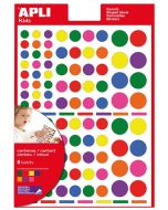 Gommettes adhésives rondes multicolores. APLI Lot de 624