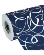 Papier Cadeau Arabesque bleu sur rouleau - 700 mm x 50 m CLAIREFONTAINE