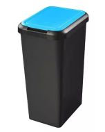 Poubelle de tri sélectif avec couvercle - 45 litres - Noir/Bleu : CEP