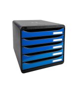 3097279D EXACOMPTA : Module de rangement 5 tiroirs - Big Box Plus - Noir/Bleu glacé glossy