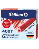 Boite de 6 Cartouches d'encre - Rouge : PELIKAN 4001 TP/6