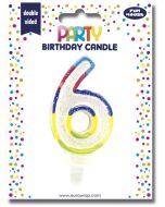 Bougie d'anniversaire Chiffre 0 pailletée - 75 mm CLAIREFONTAINE