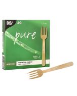 Fourchettes jetables en bois : PAP STAR Pure Lot de 100 Visuel