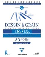 Bloc spiralé de 30 feuilles - Papier à dessin à Grain - A3 CLAIREFONTAINE