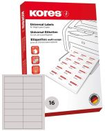 Étiquettes adhésives universelles - 105 x 37 mm - Blanc : KORES Lot de 1600