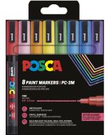 Marqueur peinture - Assortiment couleurs pailleté PC3ML POSCA Lot de 8