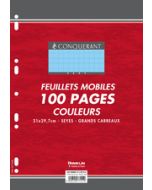 Photo CONQUERANT SEPT : Lot de 100 pages - Feuillets mobiles Séyès - Bleu - 210 x 297 mm