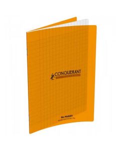 Photo Cahier Séyès / Grands carreaux Orange - Polypro - 96 pages - 170 x 220 mm CONQUERANT :