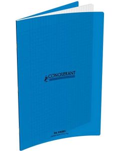 Cahier 96 pages Grands carreaux 24 x 32 cm - Polypro Bleu CONQUERANT