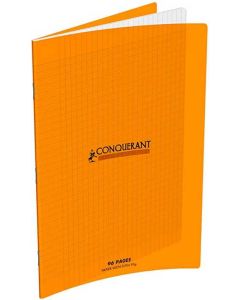 Photo Cahier Séyès / Grands carreaux Orange - Polypro - 96 pages - 240 x 320 mm CONQUERANT :