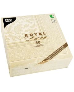 Lot de 50 Serviettes en papier - Champagne - 400 x 400 mm : PAPSTAR ROYAL Collection Ornements Modèle
