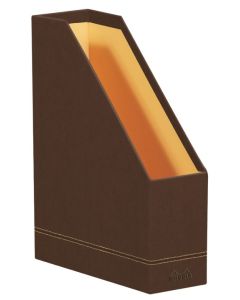 Porte-revues en simili cuir - Dos de 95 mm - Noir/Orange RHODIA