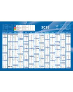 Grand Calendrier 2026 mural- 650 x 430 mm - Bleu QUO VADIS