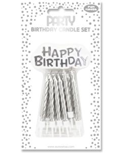 Bougies d'anniversaire Happy Birthday - 75 mm - Argent CLAIREFONTAINE