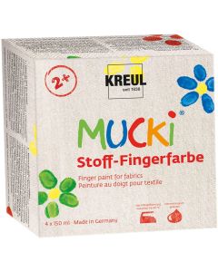 Lot de 4 gouaches aux doigts pour Textile MUCKI - 150 ml - Assortiment : KREUL 