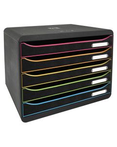 Module de rangement 5 tiroirs - Big Box Plus Horizon - Blanc/Arlequin : EXACOMPTA Black Office image