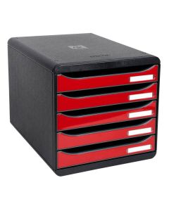 Module de rangement 5 tiroirs - Big Box Plus - Noir/Rouge Carmin Glossy EXACOMPTA Iderama Image