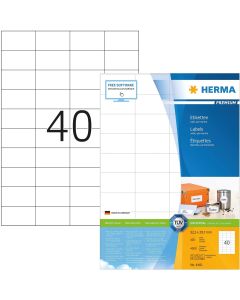 Étiquettes adhésives - 52,5 x 29,7 mm - Blanc : HERMA Premium Lot de 4000 Image