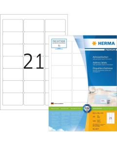 Étiquettes adhésives - 63,5 x 38,1 mm - Blanc : HERMA Premium Lot de 2100 Visuel