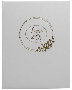Livre d'or - 270 x 220 mm - 100 pages - Blanc : EXACOMPTA Ringflower couverture or