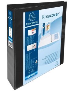 Classeur personnalisable 4 anneaux avec 2 Pochettes - Noir -  Dos de 64 mm EXACOMPTA Image