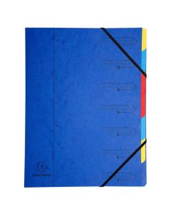 54072E EXACOMPTA : Trieur avec élastiques - 7 compartiments - Bleu