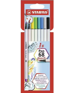 Stylo-feutre Pen 68 Brush Etui en carton STABILO Lot de 8
