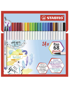 Stylo-feutre Pen 68 Brush Etui en carton STABILO Lot de 24