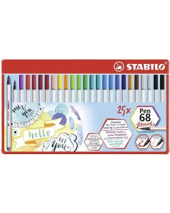 Stylo-feutre Pen 68 Brush Boite en Métal STABILO Lot de 25