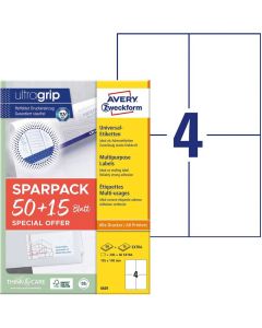 Étiquettes adhésives A6 - 105 x 148 mm - Blanc AVERY Lot de 260