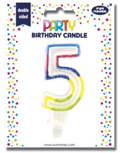 Bougie d'anniversaire Chiffre 0 pailletée - 75 mm CLAIREFONTAINE