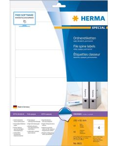 Etiquettes pour dos de classeur - 61 x 192 mm - Blanc : HERMA 8621 