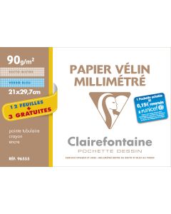 Lot de 15 feuilles de papier millimétré - A4 Dessin  96555C Clairefontaine