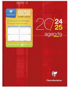 Agenda Scolaire 2024/2025 - WHEN 17 - 170 x 220 mm CLAIREFONTAINE Bleu