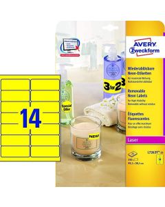 Étiquettes adhésives - 99,1 x 38,1 mm - Jaune fluo : AVERY Lot de 350 Photo