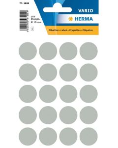 HERMA 1888 : Lot de 100 étiquettes adhésives rondes - 19,0 mm - Gris