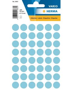 HERMA : Lot de 240 étiquettes adhésives rondes - 13,0 mm - Bleu