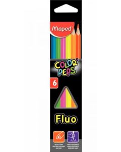 MAPED Color'Peps : Étui de 6 crayons de couleur  Fluo 832003