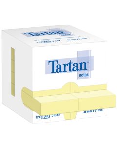 Bloc-Notes repositionnables - Jaune - 38 x 51 mm TARTAN Lot de 12 blocs image boite