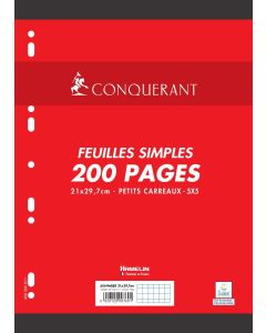 Photo CONQUERANT SEPT Lot de 200 pages - Feuillets mobiles quadrillés - Blanc - 210 x 297 mm