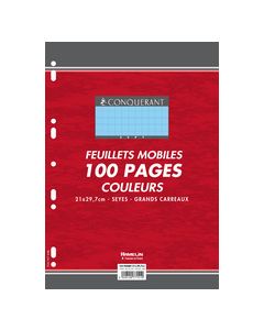 Photo CONQUERANT SEPT : Lot de 100 pages - Feuillets mobiles Séyès - Bleu - 210 x 297 mm