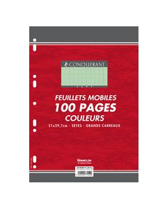 Photo CONQUERANT SEPT : Lot de 100 pages - Feuillets mobiles Séyès - Vert - 210 x 297 mm