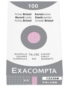 Photo Fiches Bristol quadrillées - 74 x 105 mm - Rose EXACOMPTA Image