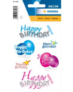 Photo HERMA : Lot de 18 stickers en papier - Happy Birthday - 3408