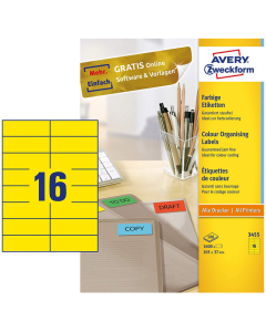Photo Étiquettes autocollantes Jaunes 105 x 37 mm AVERY 3455