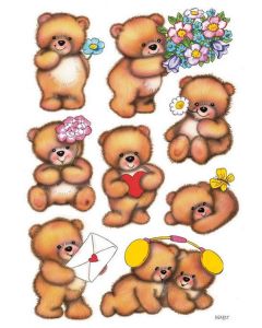 Photo HERMA : Lot de 24 stickers en papier - Ours avec fleurs - 3578